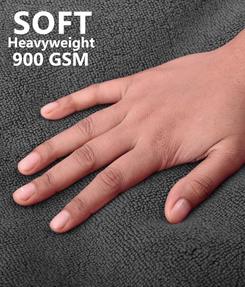 COTTON CRAFT Bath Mats - 2 Pack 100% Cotton 21x30 Inches - Ultra Absorbent - Plush 900 GSM - Banded Border Luxury Towel Rug - Step Out Tub Shower Floor Mat -Not a Bathroom Rug - Charcoal Grey - Image 5